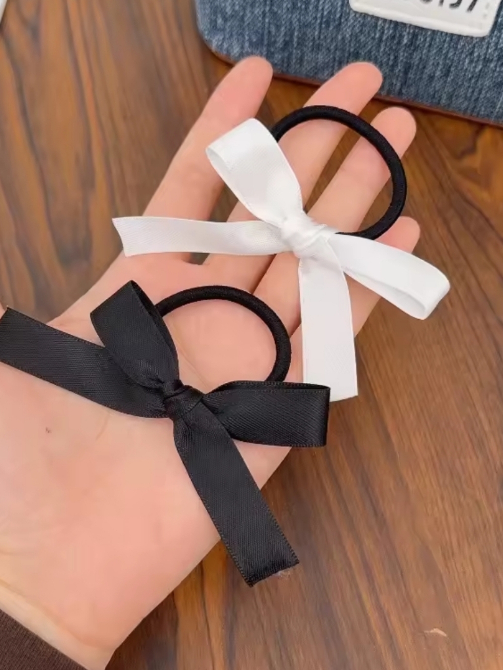 Black and White Bow Hair Tie Set - Stylish Women Accessories